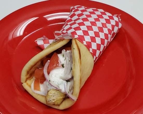 Marinated Pork Souvlaki Sandwich.