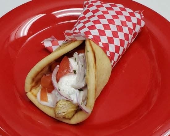 Marinated Chicken Souvlaki Sandwich.